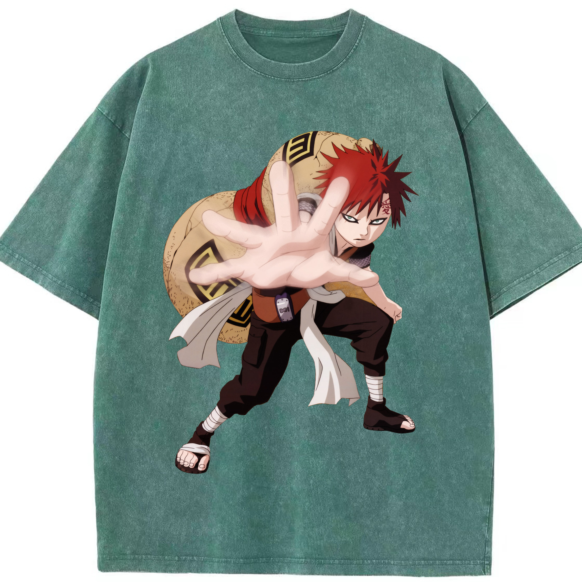 （画像用） NARUTO -ナルト- ガアラ Gaara 綿100% ヴィンテージ風 半袖Tシャツ（フロントプリント）